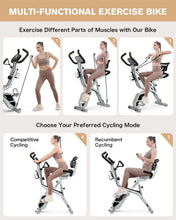 Load image into Gallery viewer, Pooboo Folding Exercise Bike, Foldable Fitness Stationary Bike -Grey
