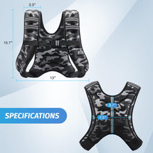 Load image into Gallery viewer, ZELUS Weighted Vest, 6lb/8lb/12lb/16lb/20lb/25lb/30lb Weight Vest for Men Women with Storage Pocket Reflective Strips for Workout Strength Training Running Muscle Building, Black Camo (12 lb)