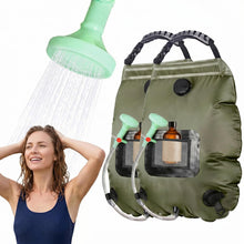 Load image into Gallery viewer, KIPIDA Solar Shower Bag, 5 Gal/20L, Portable Camping Shower with Removable Hose and On-Off Switchable Head, for Beach, Hiking, 2 Pack