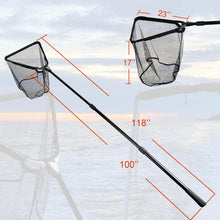 Load image into Gallery viewer, Fiblink 118 inches Folding Fishing Landing Net Fish Net with Extending Telescoping Aluminum Pole Handle (59-118 inches)