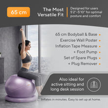 Load image into Gallery viewer, MANTRA SPORTS Yoga Ball Chair - Stability Ball and Exercise with Base for Office Desk Sitting-Purple