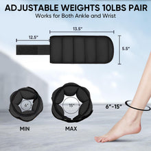 Load image into Gallery viewer, APEXUP 10lbs/Pair Adjustable Ankle Weights for Women and Men (Black)