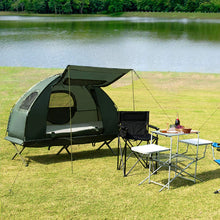 Load image into Gallery viewer, Double Tent Bed, Portable Camping Tent with Air Mattress and Pillow, Folding Camping Cot of Metal Frame, Double Sleep Bag with Polyester Canopy, for Outdoor Family Camping Picnic - Military Green
