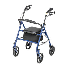 Load image into Gallery viewer, Drive Medical Rollator Walker with Seat - Stable Mobility Support - Height Adjustable - Durable Steel Frame Construction - Smooth 7.5" Wheels - Foldable - 350 Lb Limit - Blue