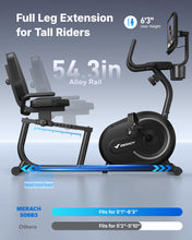 Load image into Gallery viewer, MERACH Recumbent Exercise Bike for Home with 15.6" Display Screen, Bike for Riders up to 6.3"