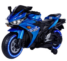 Load image into Gallery viewer, Kids Electric Motorcycle with Training Wheels, Light Wheels, Ride On Motorbike, Speed by Hand, Music Function, Max Load 66LB (Blue)