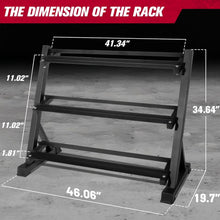 Load image into Gallery viewer, RITFIT Rubber Hex Dumbbells Set with Rack, 180-780LB Heavy-Duty Cast Iron Core, Knurled Chrome Handle, Space-Saving Storage Rack for Home Gym Strength Training