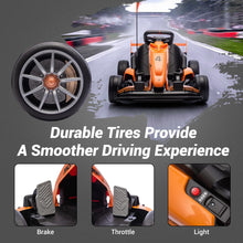 Load image into Gallery viewer, 24V Electric Go Kart, Licensed Drift Kart, Length Adjustment, LED Light, Crazy Cart for Kids Ages 6+, 400W Motor, Max Loads 130 LBS