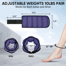 Load image into Gallery viewer, APEXUP 10lbs/Pair Adjustable Ankle Weights for Women and Men (Purple)