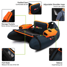 Load image into Gallery viewer, PEXMOR Inflatable Fishing Float Tube,350LBS Capacity, with Storage Pockets and Comfortable Padded Seat,Adjustable Shoulder Straps and Carry Bag, for River Lake Fishing,bass Fly Fishing,Blue