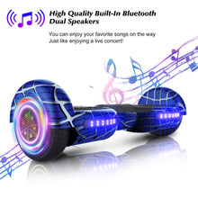 Load image into Gallery viewer, Spider-Pattern Hoverboard for Kids Ages 6-12, with Bluetooth Speaker and LED Lights 6.5" Hover Board, UL2272 Safety Certified (Blue)