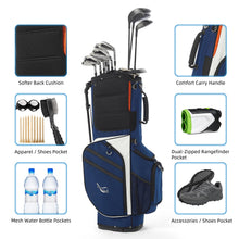 Load image into Gallery viewer, ANNCORD Golf Stand Bag 14 Way Top Dividers Full-Length with Stand, 7 Pockets, Lightweight Golf Bag for Men, Dual Strap, Rain Hood, Portable Golf Club Bag for Men Women, Blue/Black