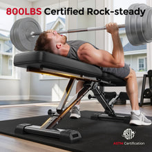 Load image into Gallery viewer, FLYBIRD WB5 Weight Bench, ASTM-Certified 800LBS Adjustable Weight Bench Workout Bench Foldable for Home Gym, 90° to -30° FID and 30in Extended Backrest for Bench Press Strength Training Exercise