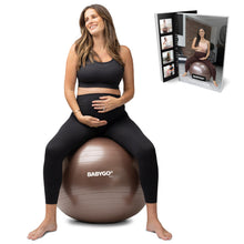 Load image into Gallery viewer, BABYGO Birthing Ball - Pregnancy Yoga Labor & Exercise Ball & Book Set Trimester Targeting (Mocha, 65cm)