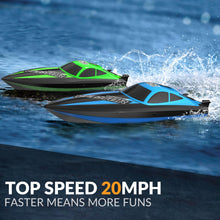 Load image into Gallery viewer, RC Boat 20MPH Fast Remote Control Boat with Lights 2.4Ghz Toy Boat for Pools and Lakes with 2 Rechargeable Batteries, Blue