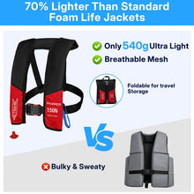 Load image into Gallery viewer, Faxpot Automatic Inflatable PFD Life Jacket, 150N Buoyancy Dual Auto & Manual Pull Inflation, Life Vest Fits 80-300 Lbs, Adjustable Waist Belt for Boating Fishing Kayak SUP