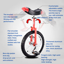 Load image into Gallery viewer, Classic Unicycle, Unicycle for Kids, Mountain Tire Cycling Self Balancing Exercise Bikes Outdoor Sports Fitness Exercise, Blue,24"