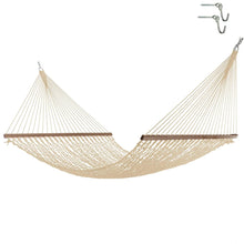 Load image into Gallery viewer, Hatteras Hammocks Deluxe Oatmeal Duracord Rope Hammock with Free Extension Chains & Tree Hooks, Handcrafted in The USA, 450 LB Weight Capacity, 13 ft. x 60 in