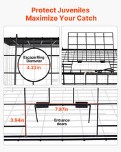 Load image into Gallery viewer, VEVOR Crab Trap, 2 Packs, 24.4x24.4x11.8 inch Heavy Duty Large Crab Pot Trap for Dungeness, Black PVC Coated Wire Mesh for Stealth, with Gauge, Red/White Float, 100ft Leaded Core Rope, and Gloves