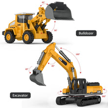 Load image into Gallery viewer, Die-cast Construction Toys Set w/Semi Truck, Excavator, Bulldozer, Alloy Engineering Construction Vehicles Truck Toys w/Lights & Sounds, Model Cars