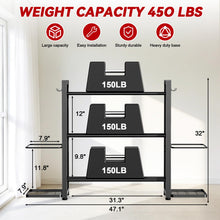 Load image into Gallery viewer, 3-Tier Small Adjustable Dumbbell Rack, 450LBS Capacity Home Gym Weight Rack
