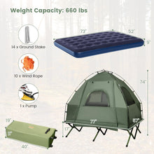 Load image into Gallery viewer, S AFSTAR 2-Person Tent Cot, 5-in-1 Camping Tents with Air Mattress & Air Pillow, Sleeping Bag, Camping Cot, Sunshade & Wheeled Bag, Off The Ground Tent, Elevated Tent Cot for Camping Hiking Travel