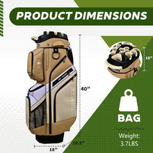 Load image into Gallery viewer, TUMMOCK Golf Cart Bag, 14-Way Top Divider with Multiple Storage Pockets, Handles and Rain Cover, Lightweight & Durable Golf Bag for Men, Cart-Friendly Design (Khaki)
