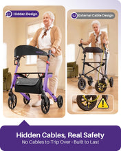 Load image into Gallery viewer, Kekoy Bariatric Rollator Walker for Seniors with Seat, 500 lbs Heavy Duty Walker, 19.5" Extra-Wide Seat, 10" All-Terrain Wheels, Adjustable Height, Foldable Rolling Walker, Hidden Brake Cables, Purple