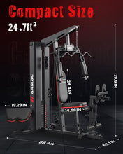 Load image into Gallery viewer, Sportsroyals Home Gym, Multifunctional Workout Station with 150LBS Weight Stack, Full Body Workout Machine with Pulley System for Strength Training (Black red)