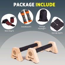 Load image into Gallery viewer, Premium Wooden Push Up Bars,Parallettes Bars for Calisthenics,Push Up Handles,Calisthenics Equipment for outdoor&home,Complete Push-Up Workout Kit,Solid rubber wood