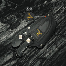 Load image into Gallery viewer, Elk Ridge ER-300BK, 2-Piece Fixed Blade Hunting Knife Set with Gut Hook and Caping Knife, 3Cr13MoV Steel, Wood Handle, Nylon Sheath, 7 Inch and 6.4 Inch, Satin Blade