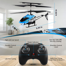 Load image into Gallery viewer, RC Helicopters - Remote Control Helicopter Toys: One Key Take-Off/Landing, Automatic Altitude Hold, LED Light & 3.5 Channel, Blue