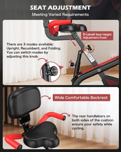 Load image into Gallery viewer, pooboo Folding Exercise Bike - 4-in-1 Magnetic X-Bike, Foldable Upright -Black & Scarlet
