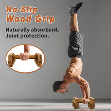 Load image into Gallery viewer, Wooden Parallettes 2 PCS Push Up Stand For Floor Calisthenics Bars Home, Handles Handstand Blocks Beech & Pine Wood Pushup Non-Slip Base Parallel Exercise Equipment For MenTrainers(CARBIDE WOOD)