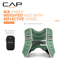 Load image into Gallery viewer, CAP Weighted Vest for Women & Men 8lb – Reflective Fitness Vest for Walking, Running, Cardio, Rucking, & Strength Training, Green