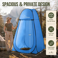Load image into Gallery viewer, Wolfwise Pop Up Shower Tent for Camping Essentials, Portable Instant Changing Tent with Ventilation Window & Carry Bag, Privacy Dressing Room Bathroom Toilet for Beach & Outdoor, Extra Tall, Blue