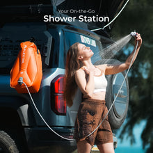 Load image into Gallery viewer, FLEXTAILGEAR Camping Shower Bag with Built-in Electric Pump, Portable Camp Shower, 5 Gallons Rechargeable Pressure Outdoor Shower Large Water Inlet