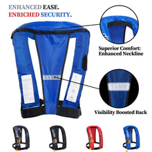 Load image into Gallery viewer, Owntop Automatic/Manual Inflatable Vest, Manual Convertible Option, Low Profile, Zipper Closure, Inflatable Fishing Jacket for Kayaking, Boating and Fishing, 24g CO2 Cylinder Included