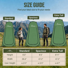 Load image into Gallery viewer, Wolfwise Pop Up Shower Tent for Camping Essentials, Portable Instant Changing Tent with Ventilation Window & Carry Bag, Privacy Dressing Room Bathroom Toilet for Beach & Outdoor, Spacious, Green