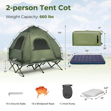 Load image into Gallery viewer, KOTEK 5-in-1 Tent Cot, Off The Ground Tents with Air Mattress, Sleeping Bag, Pillow, Canopy, Zippered Mesh Windows & Carry Bag, Elevated Tent for Camping Hiking Traveling Picnic (2 Person)