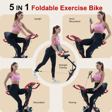 Load image into Gallery viewer, BARWING Stationary Exercise Bike for Home Workout, 5 IN 1 Foldable Indoor Cycling Bike APP-XB01-BR