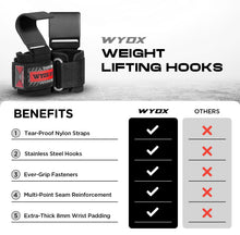 Load image into Gallery viewer, WYOX Weight Lifting Hooks for Deadlift, Pull Ups & Rows β Black