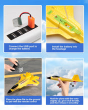 Load image into Gallery viewer, Rechargeable Batteries Easy to Fly RC airplane Toy for Kids Boys Adults Beginners (Yellow)