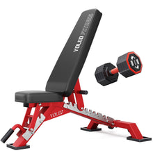 Load image into Gallery viewer, YOLEO Commercial Adjustable Weight Bench - MAX 2300LBS Heavy Duty Workout Bench for Home Gym, Decline/Flat/Incline Bench Press 2.4" Thick Pad (6-Step Assembly) (Weight Bench + 1 Dumbbell)