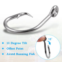 Load image into Gallery viewer, Fishing Hooks Tuna Circle Hook - 80pcs Stainless Steel Big Game Hooks 2X Strong Fish Short Shank Circle Saltwater Hook 13/0