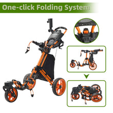 Load image into Gallery viewer, FLAGTAG Golf Push Cart 3 Wheel with 360 Swivel Front Wheel,Lightweight and Foldable Walking Golf Cart,One-Click Foldable,with Foot Brake