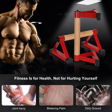 Load image into Gallery viewer, Wood push up bars Parallettes bars Anti-slip Handstand Bars for Calisthenics, Fitness, Floor workouts Solid Wood with Sturdy Metal Bracket, Support 500 lbs