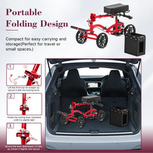 Load image into Gallery viewer, Fvzzin Lightweight Knee Scooter Crutch Alternative, Foldable & Adjustable Knee Scooter for Adults for Foot Surgery, Steerable Knee Walker with Detachable Storage Basket, Includes DIY Stickers-Hot Red