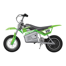 Load image into Gallery viewer, MX400 Dirt Rocket 24V Electric Toy Motocross Dirt Bike with Hand-Operated Brakes and Retractable Kickstand, Green (2 Pack)