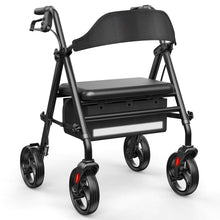 Load image into Gallery viewer, Telgome Rollator Walker with Seat, Foldable Walkers for Seniors with Seat, Thickened Frame 350 lbs Load, Height Adjustable,8'' Big Wheels, Rolling Walker,Black